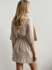 Ribbed short robe terracotta rose