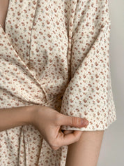 Ribbed short robe terracotta rose
