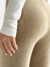 Set knitted cardigan with belt and beige pants