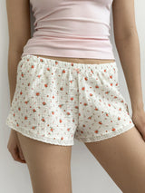 Muslin shorts MONO small flowers on milky