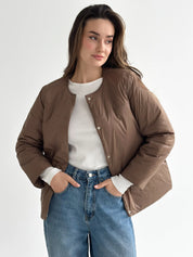 Demi-season jacket with buttons, brown