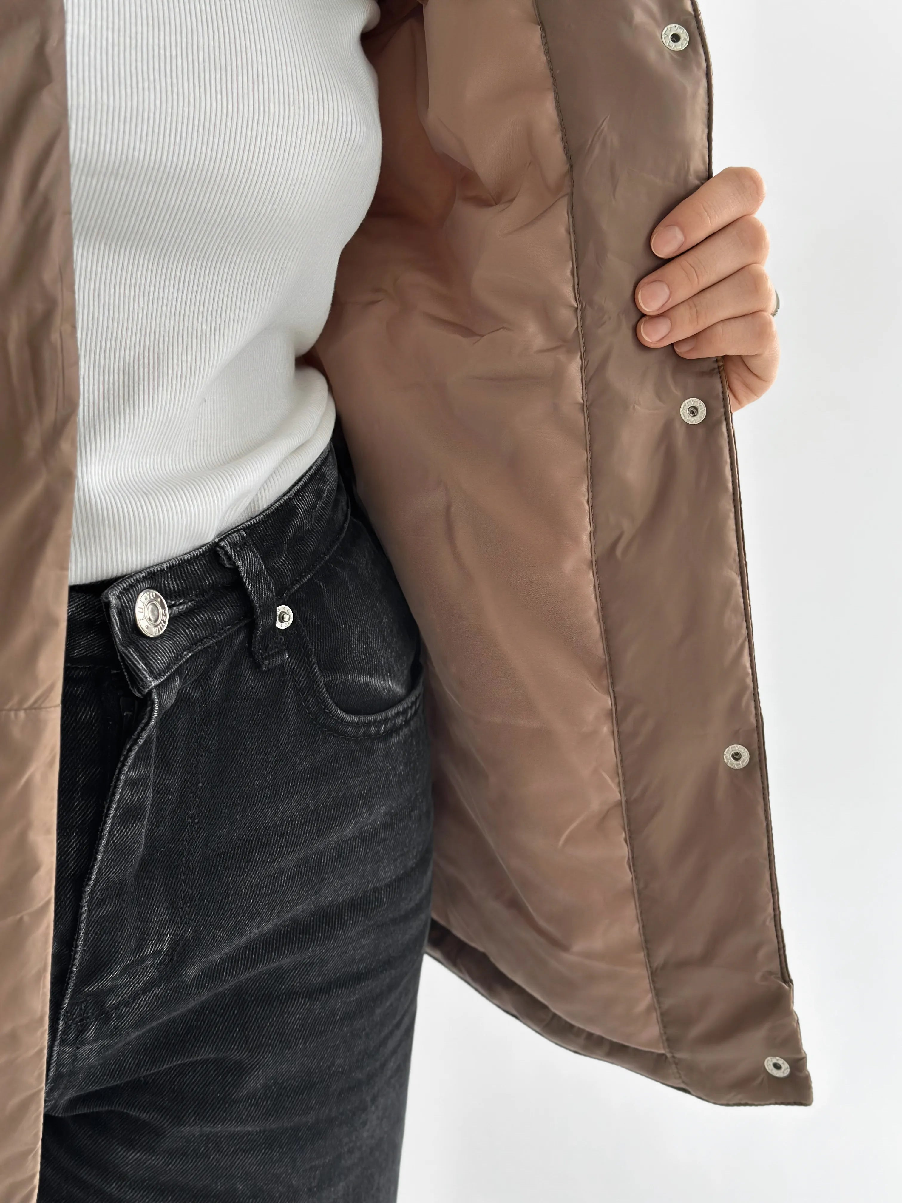 Demi-season jacket with buttons, brown
