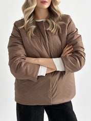 Demi-season jacket with buttons, brown