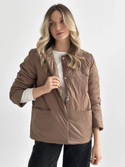 Demi-season jacket with buttons, brown
