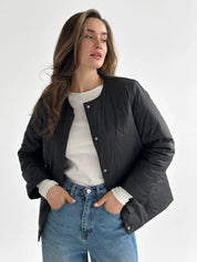 Demi-season jacket with buttons, black