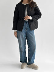 Demi-season jacket with buttons, black