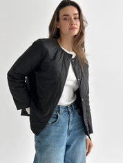 Demi-season jacket with buttons, black