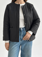 Demi-season jacket with buttons, black