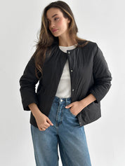 Demi-season jacket with buttons, black