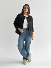 Demi-season jacket with buttons, black