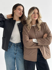 Demi-season jacket with buttons, brown