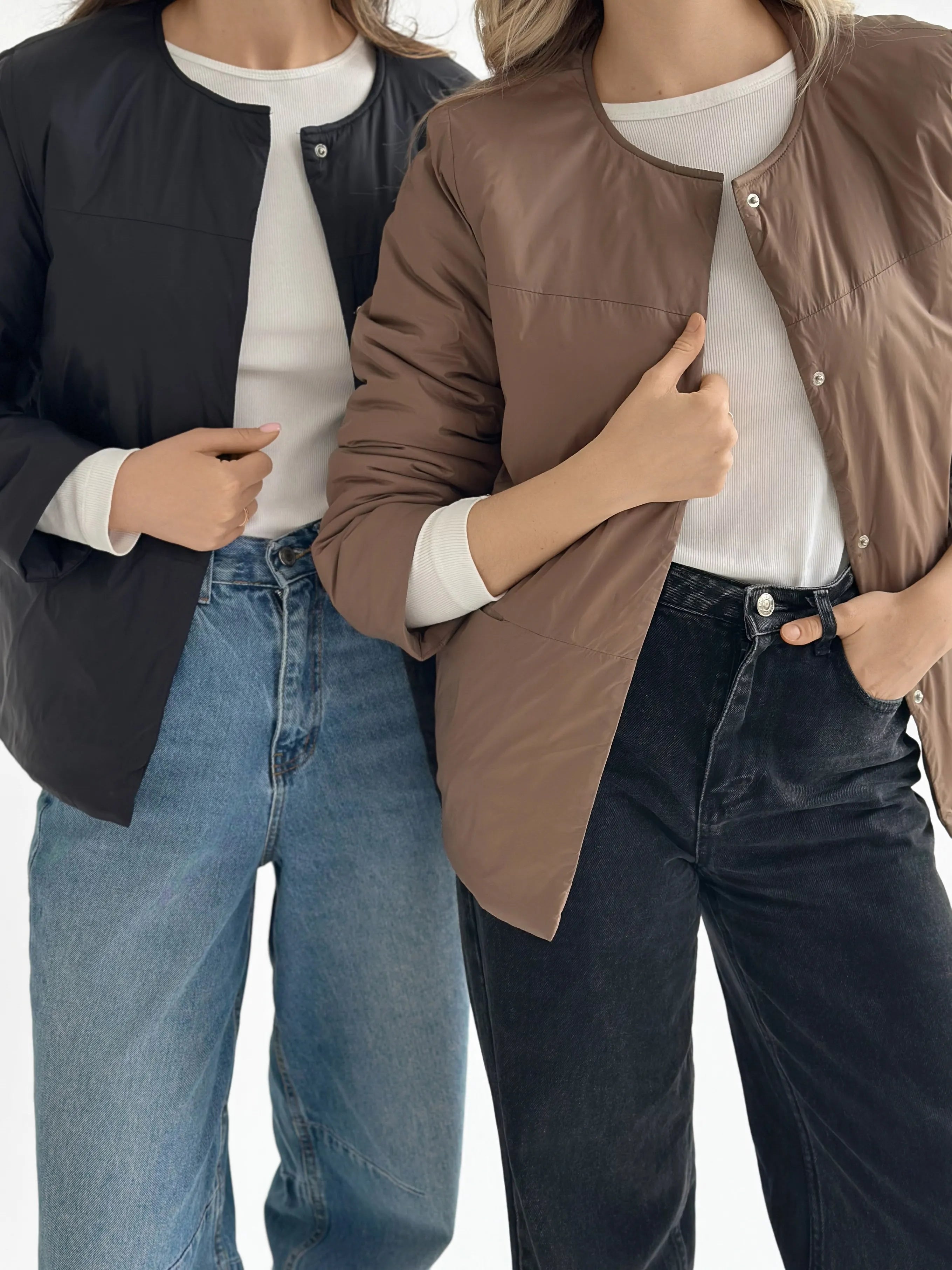 Demi-season jacket with buttons, black