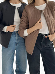 Demi-season jacket with buttons, brown