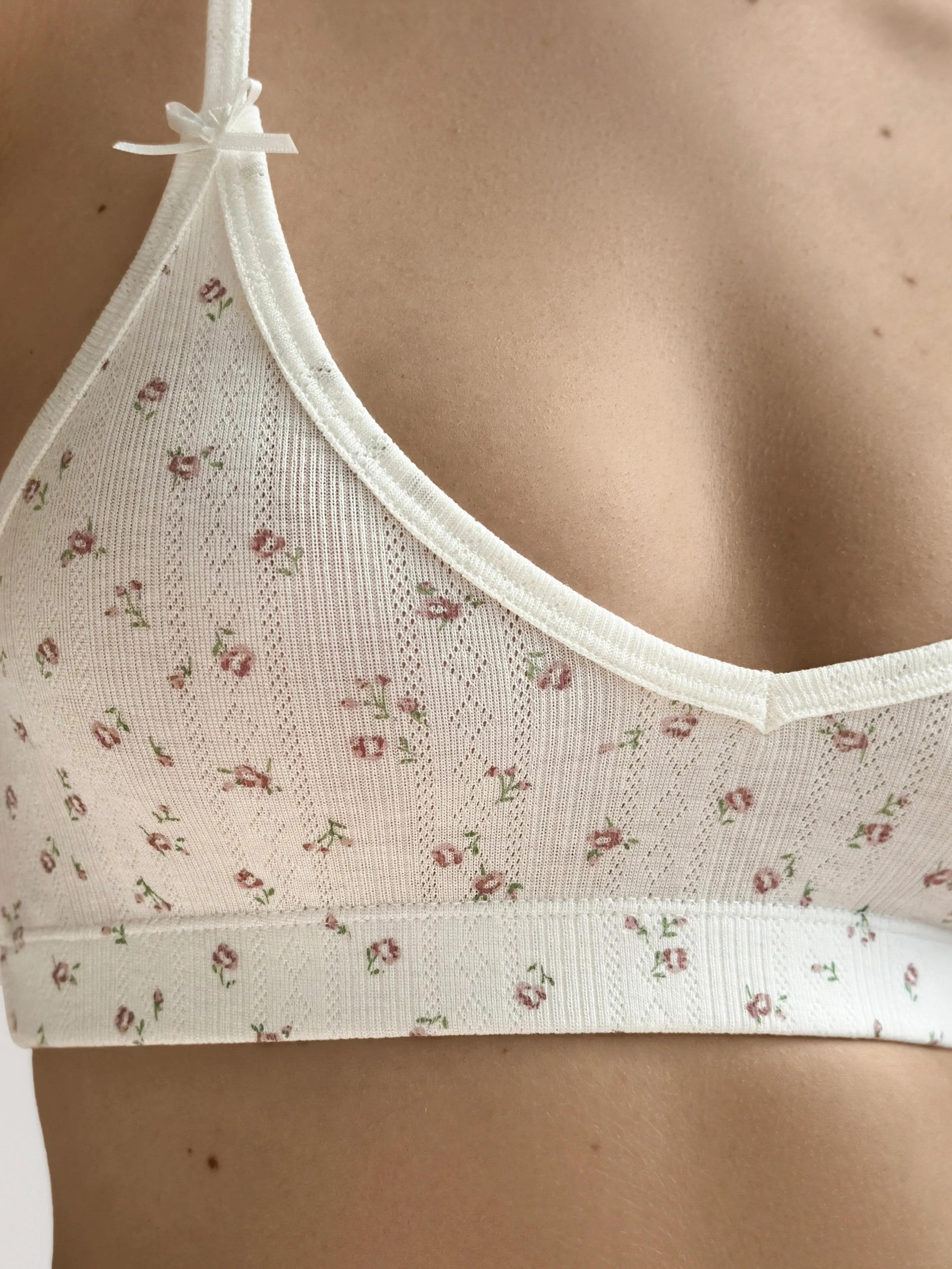 Basic white floral lingerie top