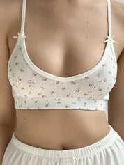 Basic white floral lingerie top
