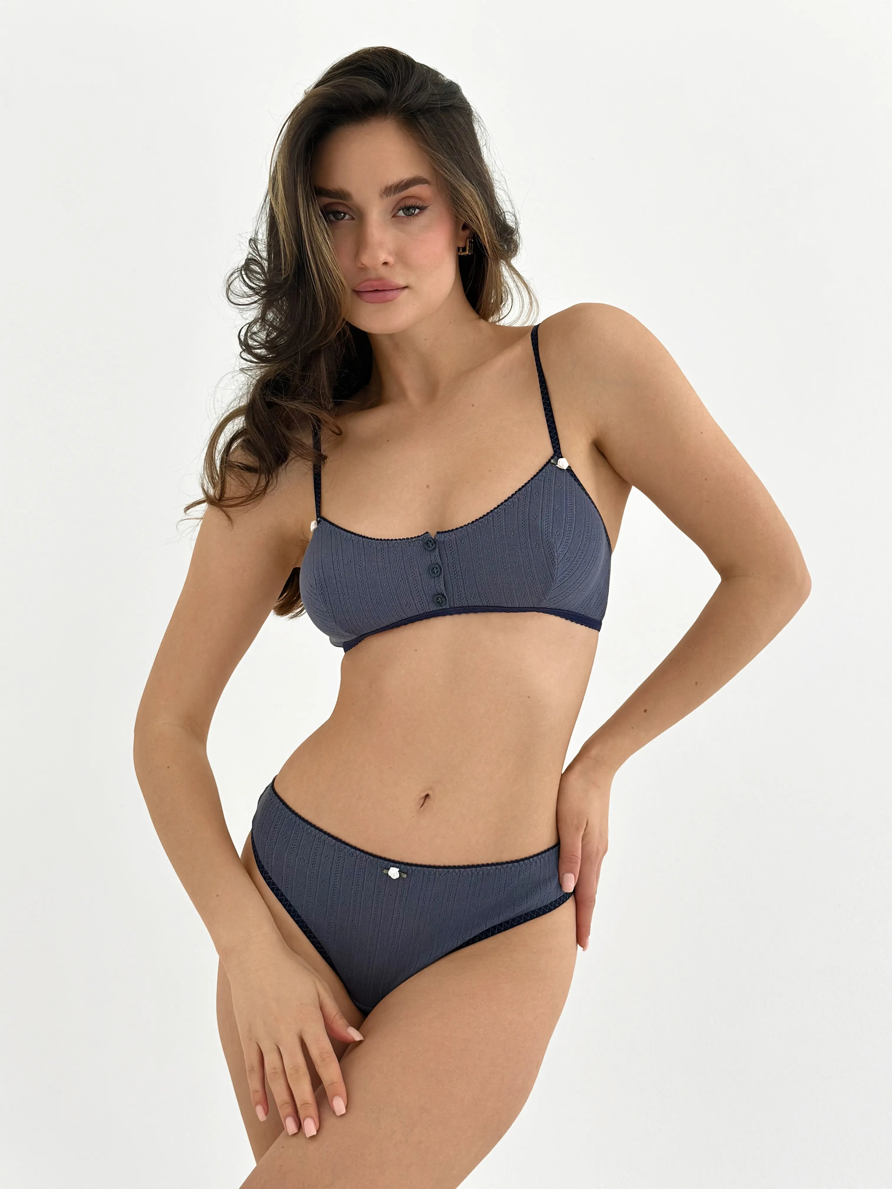 Lingerie Top Blue Ribbed