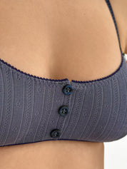 Lingerie Top Blue Ribbed