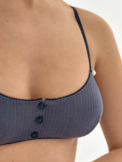Lingerie Top Blue Ribbed