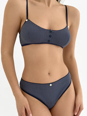 Lingerie Top Blue Ribbed