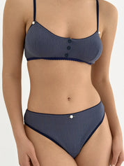 Lingerie Top Blue Ribbed