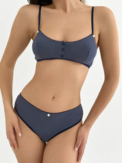Lingerie Top Blue Ribbed
