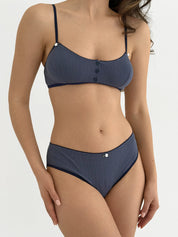 Lingerie Top Blue Ribbed