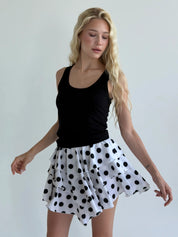 Soft short skirt with large polka dots