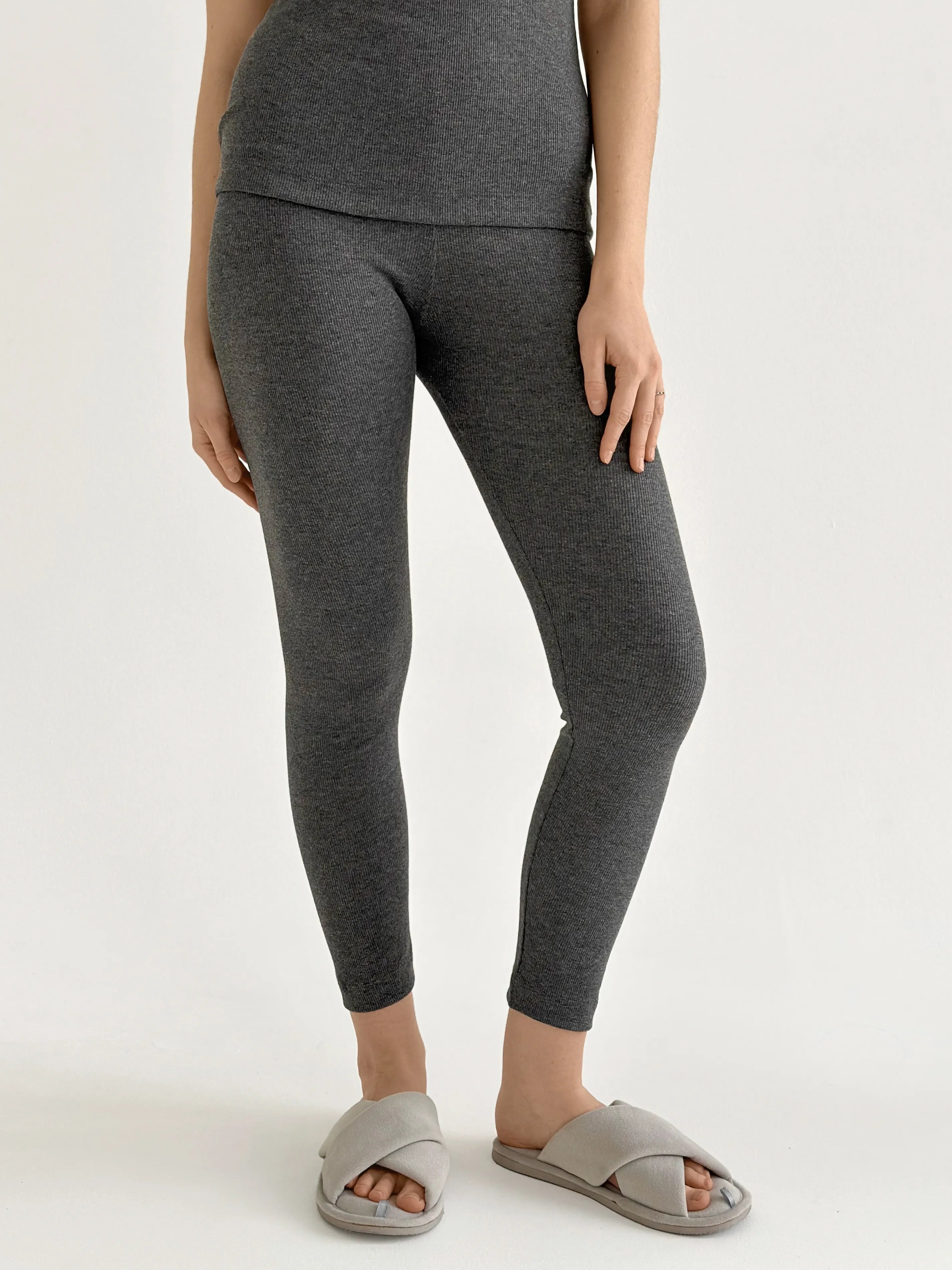Rib knit Leggings anthracite