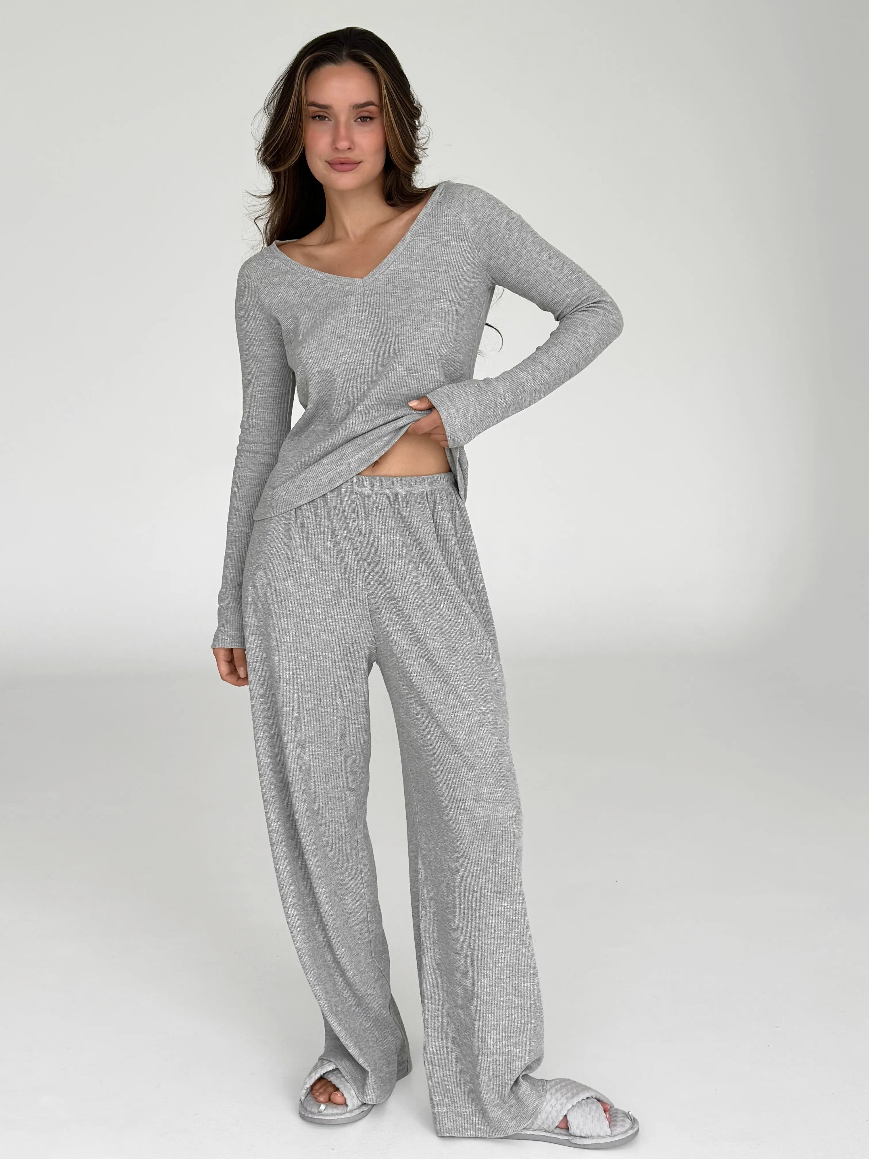 Longsleeve raglan knitwear waffle grey
