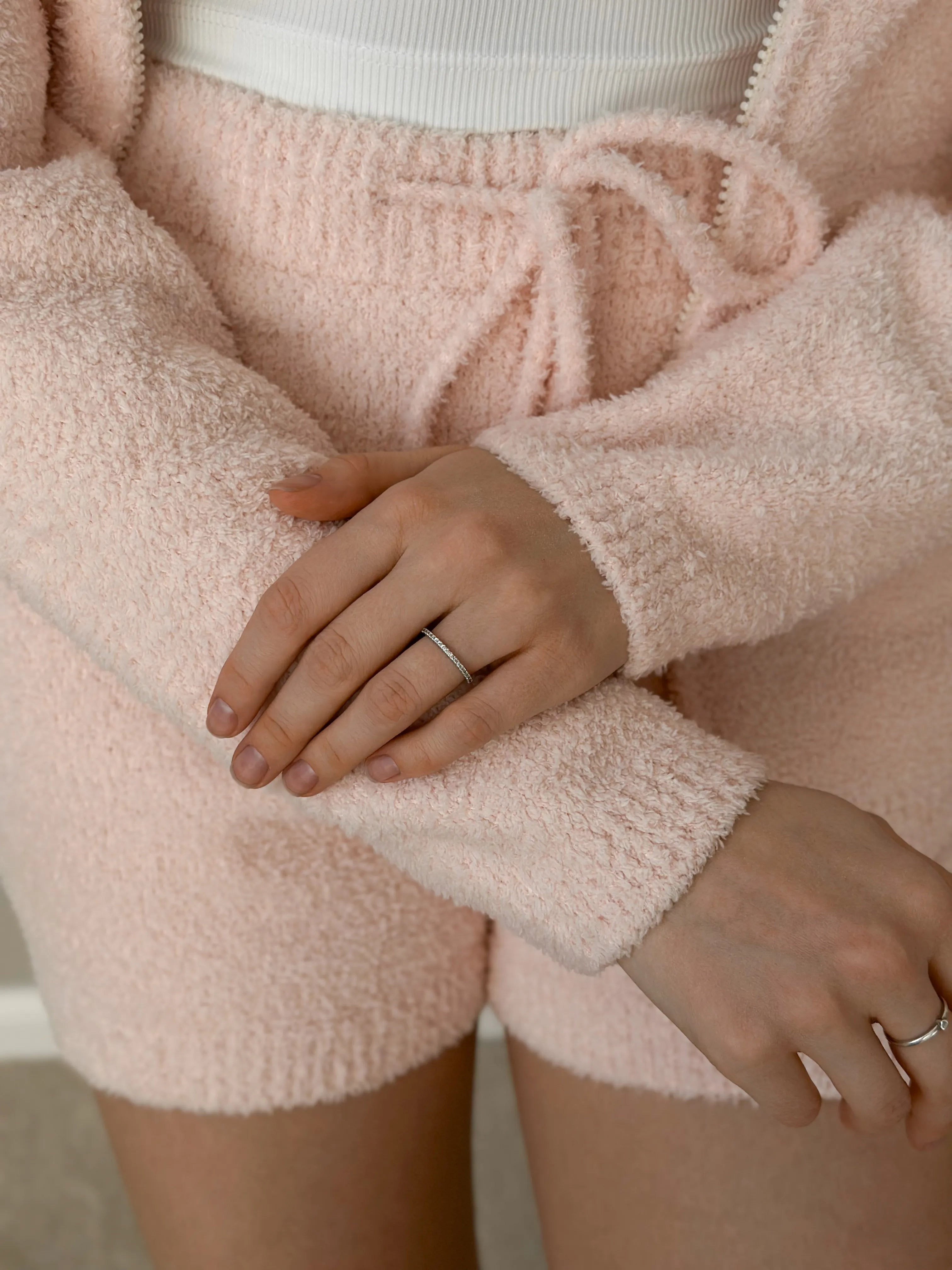 Soft knitted shorts powder