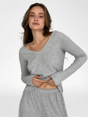 Longsleeve raglan knitwear waffle grey
