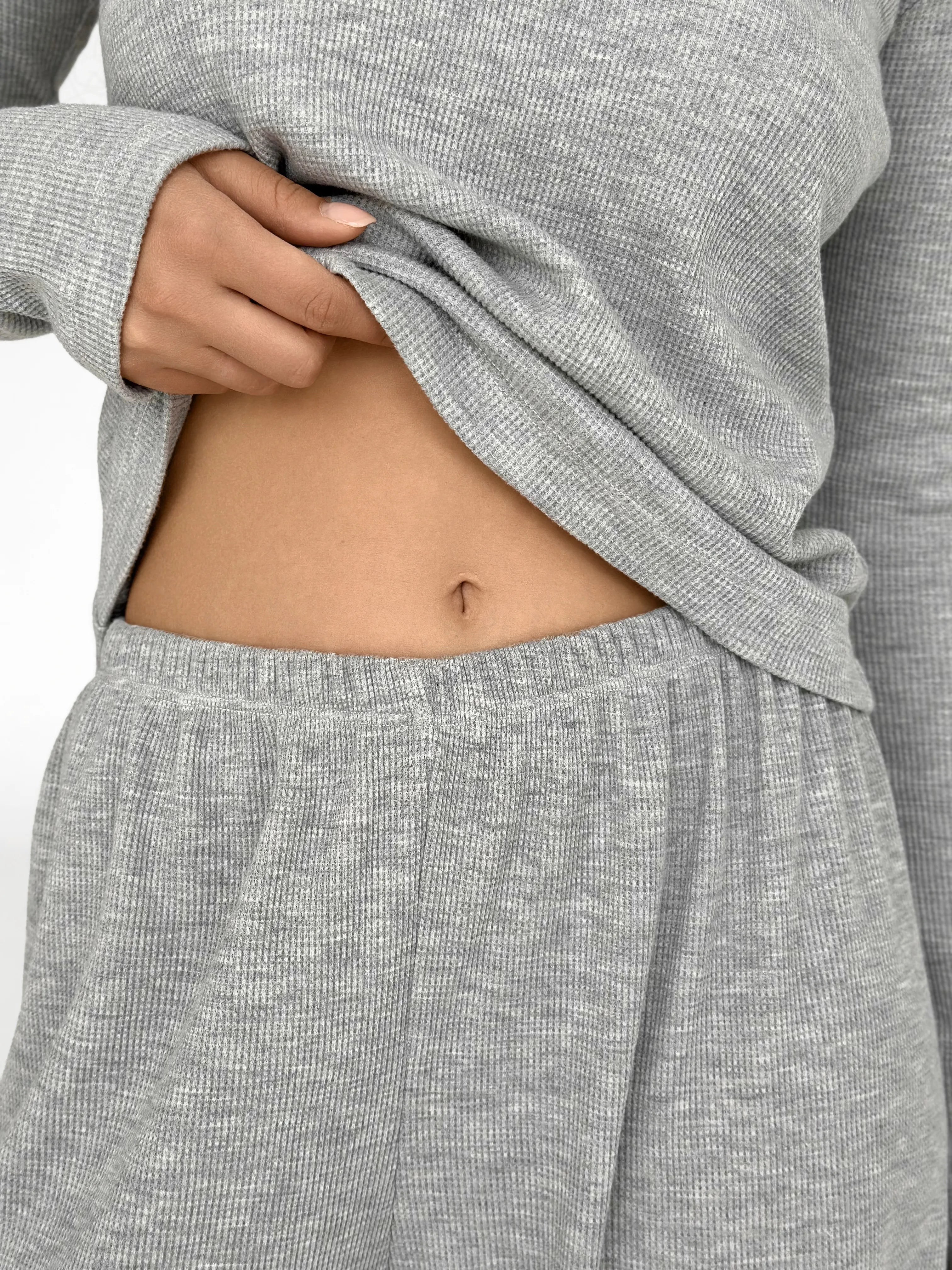 Longsleeve raglan knitwear waffle grey