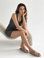 Rib knit T-shirt anthracite