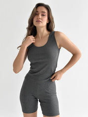 Rib knit T-shirt anthracite