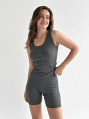 Rib knit T-shirt anthracite