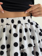 Soft short skirt with large polka dots