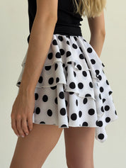 Soft short skirt with large polka dots