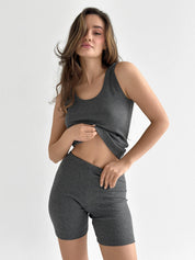 Rib knit T-shirt anthracite