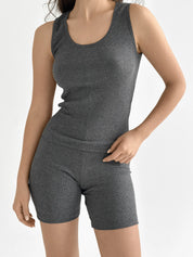 Rib knit T-shirt anthracite