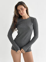 Rib knit Longsleeve anthracite (without button)