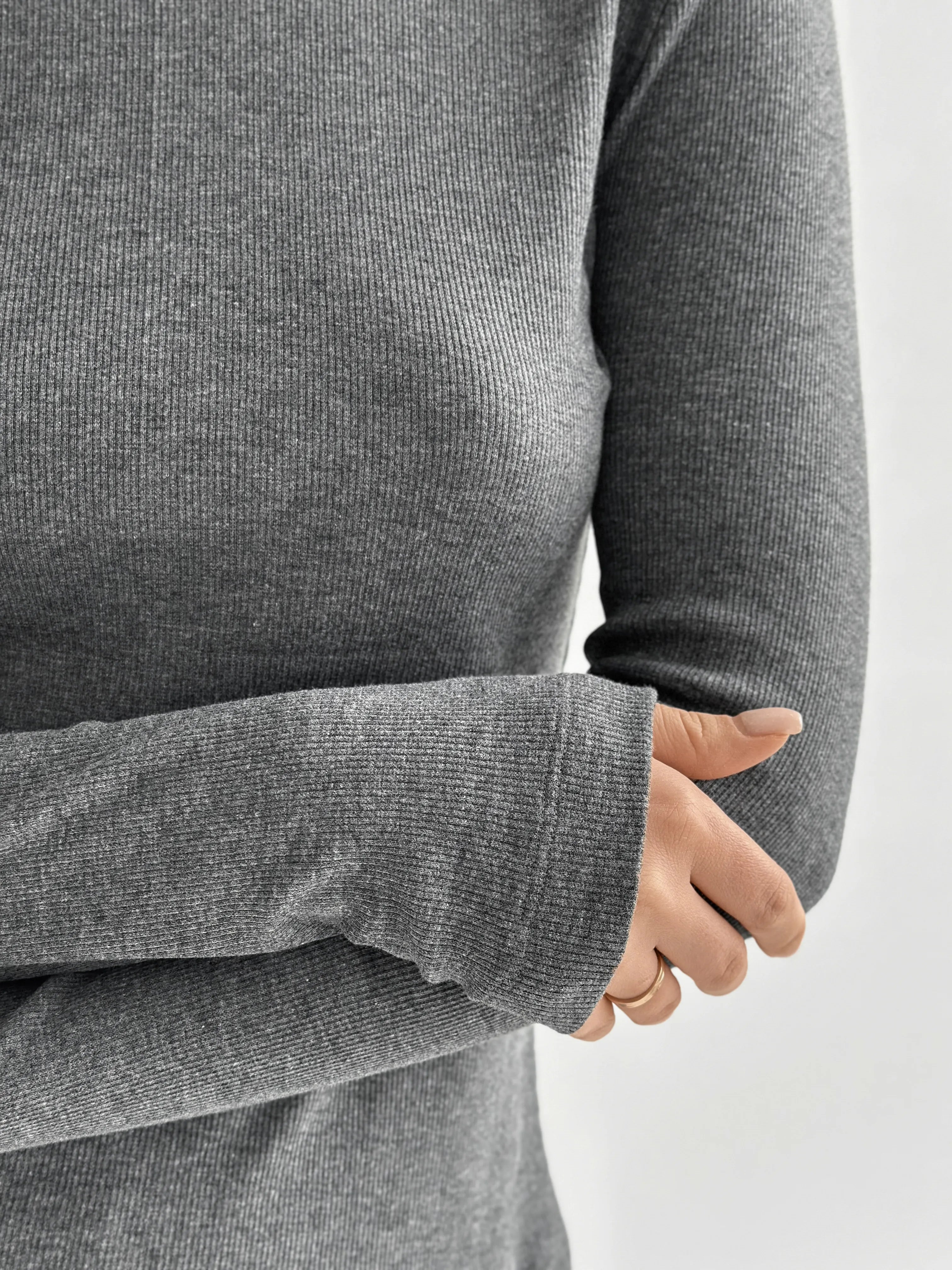 Rib knit Longsleeve anthracite (without button)