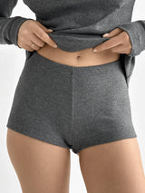 Ribbed knit mini shorts anthracite
