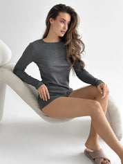 Ribbed knit mini shorts anthracite