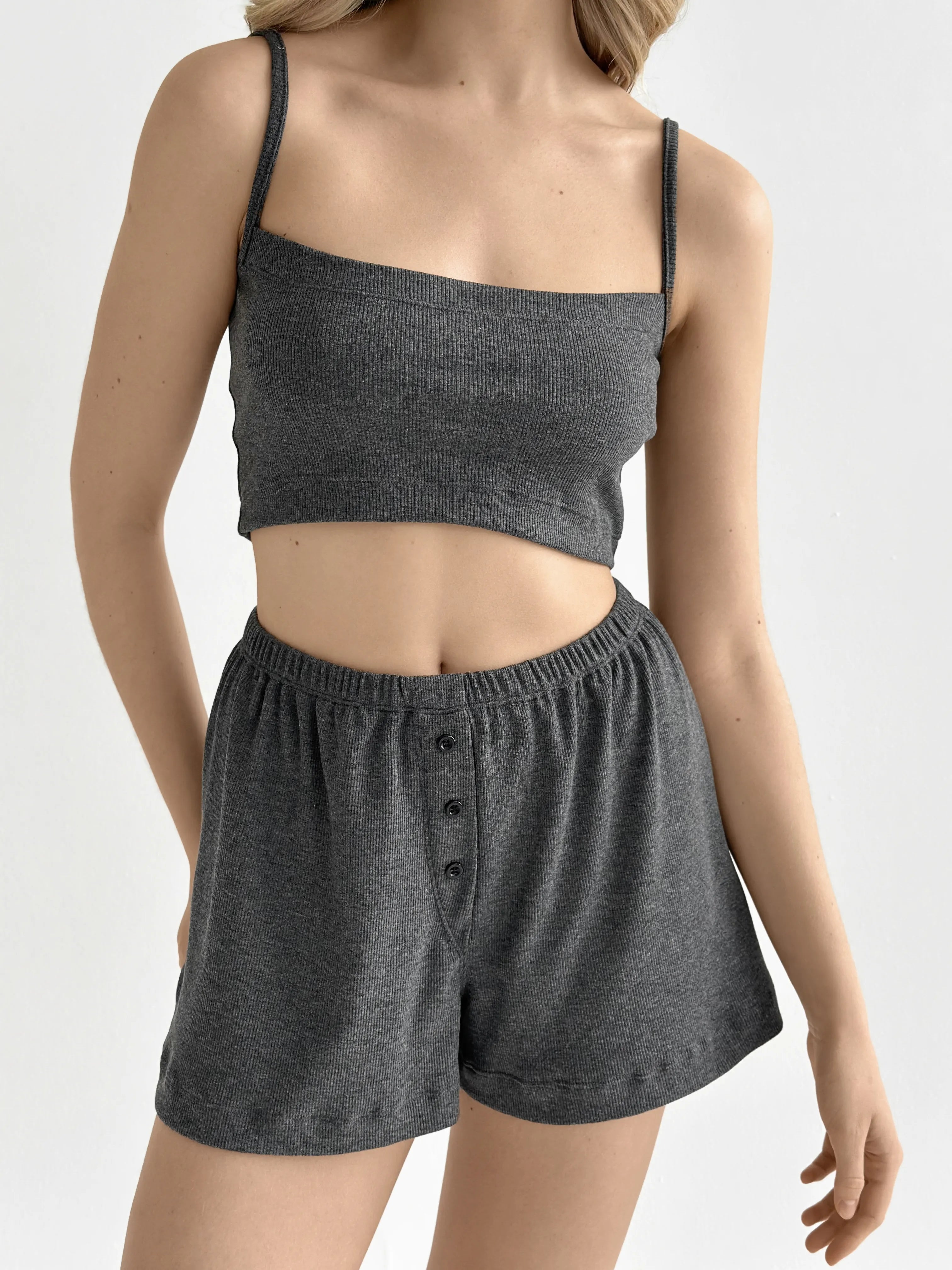 Rib knit Top anthracite