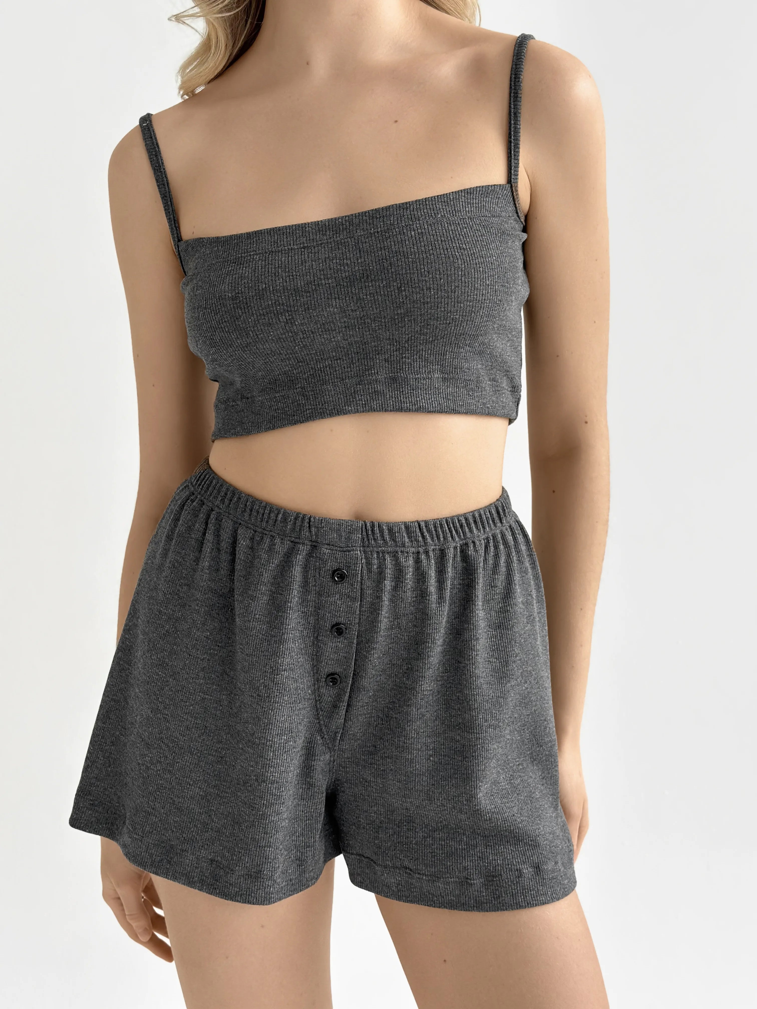 Rib knit Top anthracite