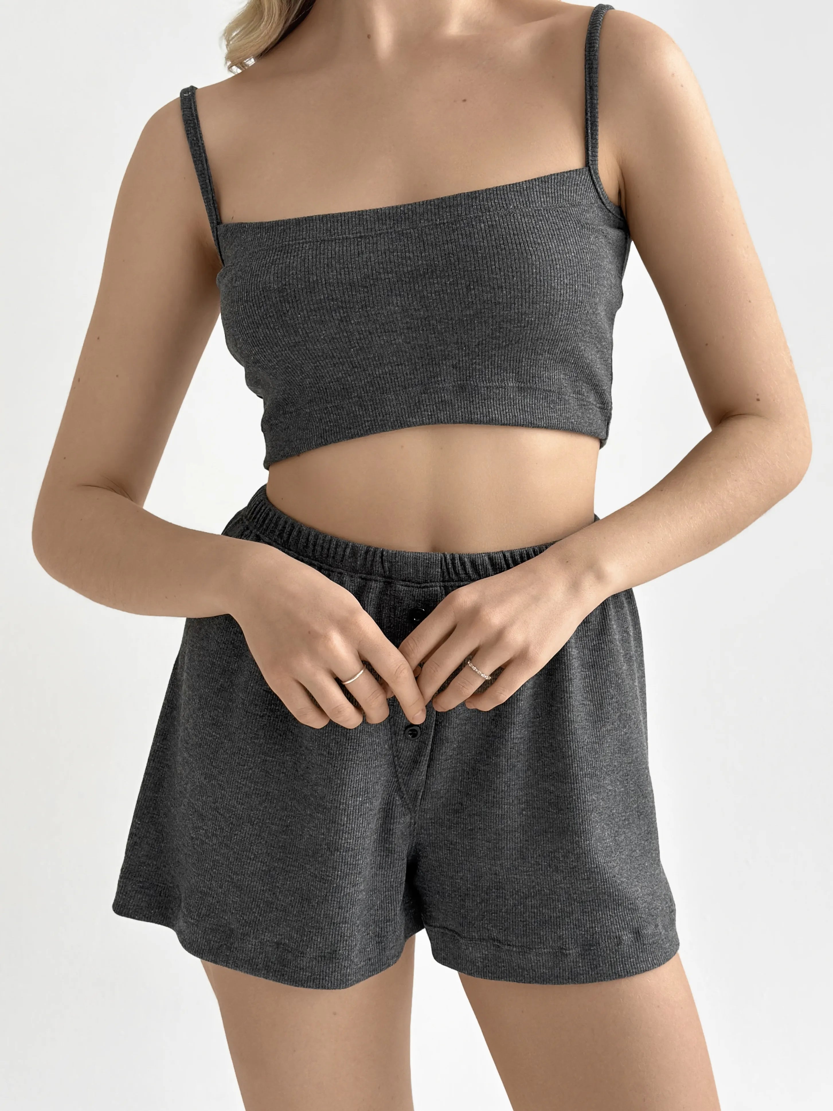 Rib knit Top anthracite
