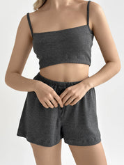 Rib knit Shorts with a gusset anthracite