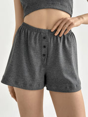 Rib knit Shorts with a gusset anthracite