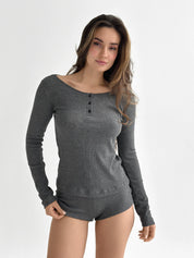 Rib knit longsleeve anthracite