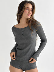 Rib knit longsleeve anthracite